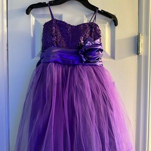 Girls Purple Semi Formal Purple Sequined Dress Size 6